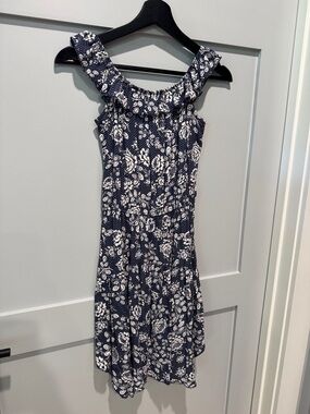 Wallflower Navy and White Floral One-Shoulder Ruffle Dress